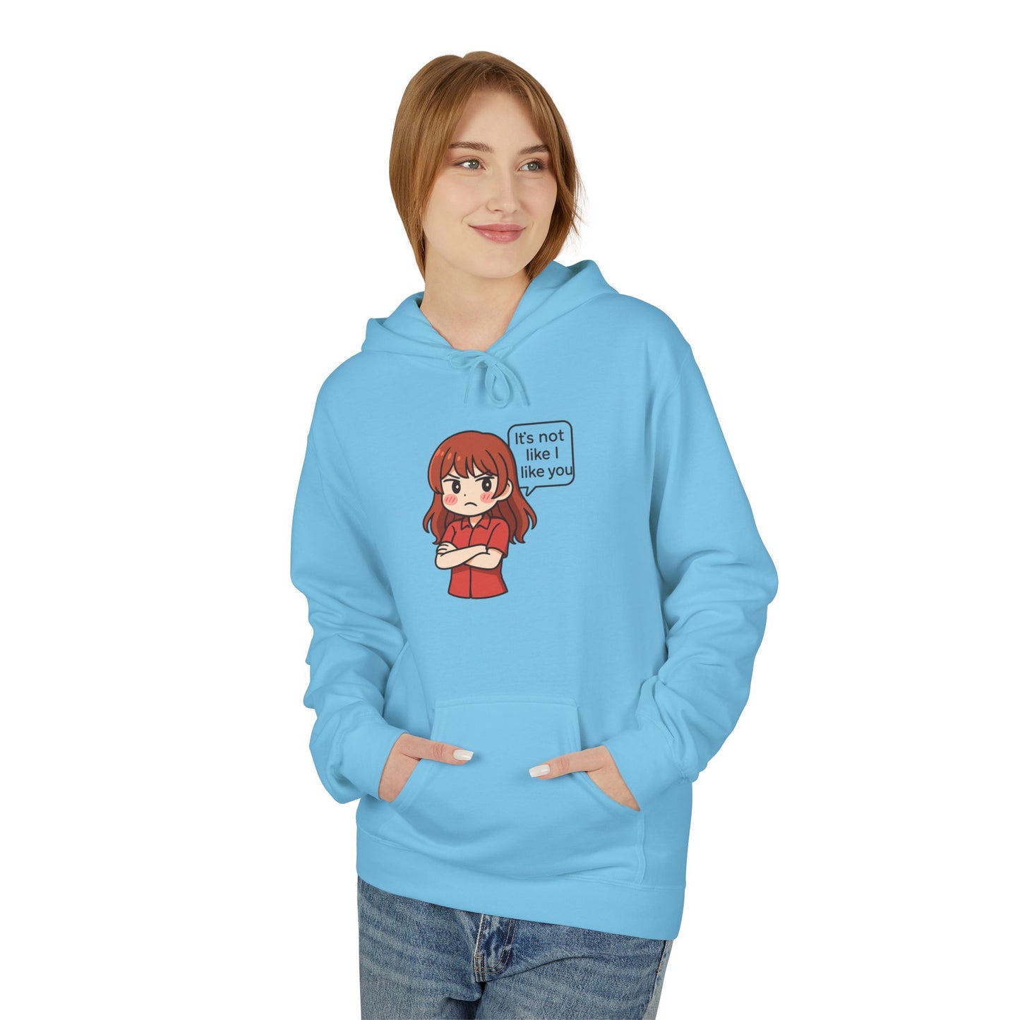 Cute Anime-Inspired Unisex Hoodie - "It's Not Like I Like You"