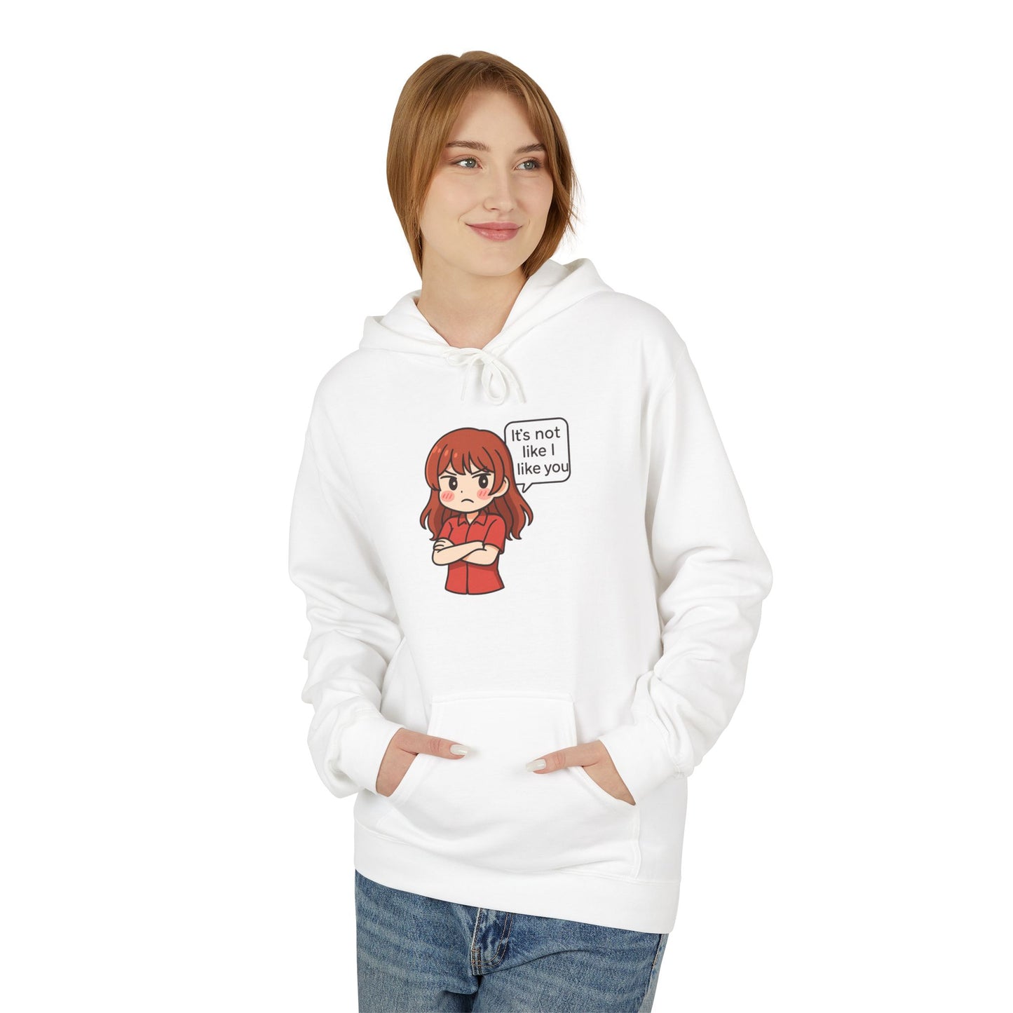 Cute Anime-Inspired Unisex Hoodie - "It's Not Like I Like You"