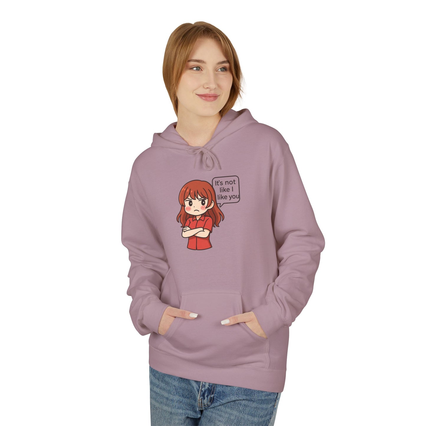 Cute Anime-Inspired Unisex Hoodie - "It's Not Like I Like You"