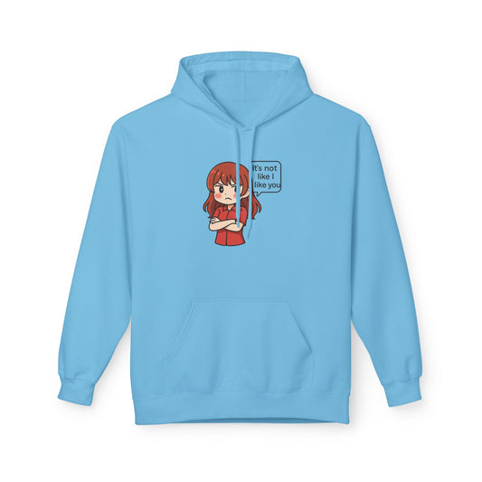 Cute Anime-Inspired Unisex Hoodie - "It's Not Like I Like You"