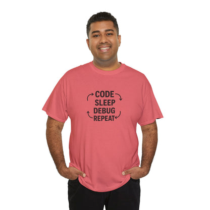 Code Sleep Debug Repeat - Unisex Heavy Cotton Tee