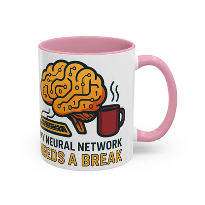 Colorful Brain-Themed Coffee Mug - "My Neural Network Needs A Break"