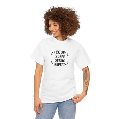 Code Sleep Debug Repeat - Unisex Heavy Cotton Tee