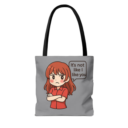 Tote Bag – "It's Not Like I Like You" Cute Character Design