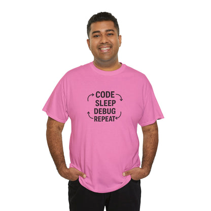Code Sleep Debug Repeat - Unisex Heavy Cotton Tee