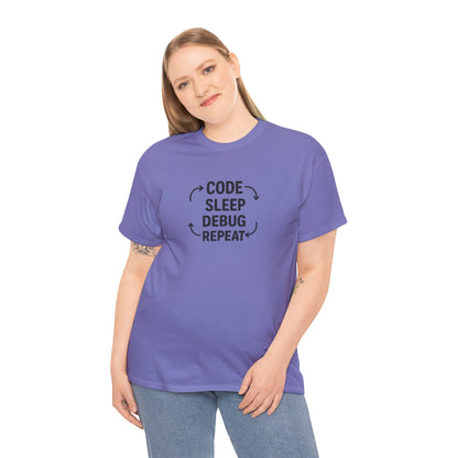 Code Sleep Debug Repeat - Unisex Heavy Cotton Tee