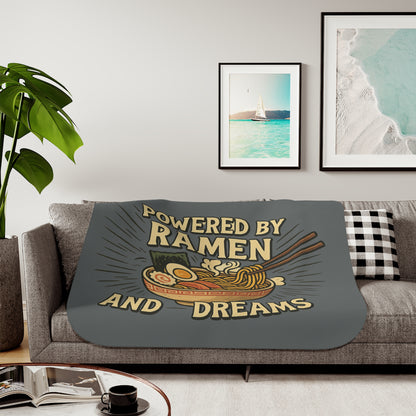 Cozy Sherpa Blanket - Powered by Ramen and Dreams