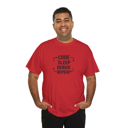 Code Sleep Debug Repeat - Unisex Heavy Cotton Tee