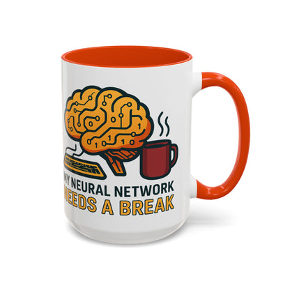 Colorful Brain-Themed Coffee Mug - "My Neural Network Needs A Break"
