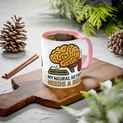 Colorful Brain-Themed Coffee Mug - "My Neural Network Needs A Break"