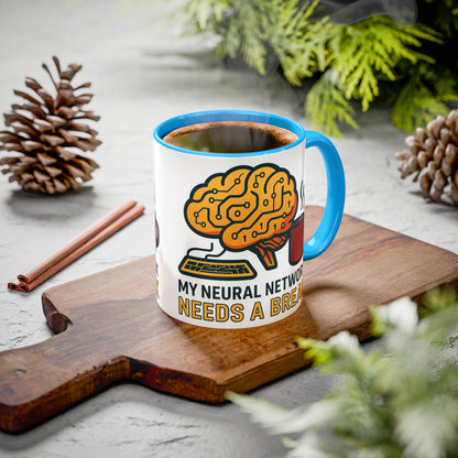 Colorful Brain-Themed Coffee Mug - "My Neural Network Needs A Break"