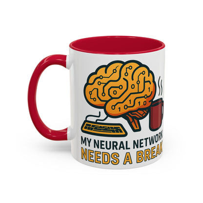 Colorful Brain-Themed Coffee Mug - "My Neural Network Needs A Break"