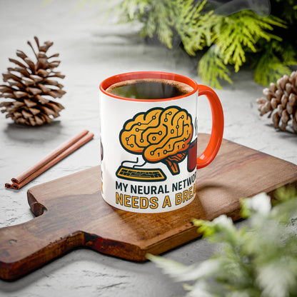 Colorful Brain-Themed Coffee Mug - "My Neural Network Needs A Break"