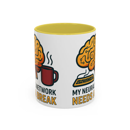 Colorful Brain-Themed Coffee Mug - "My Neural Network Needs A Break"