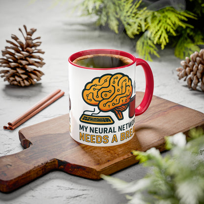 Colorful Brain-Themed Coffee Mug - "My Neural Network Needs A Break"