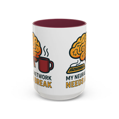 Colorful Brain-Themed Coffee Mug - "My Neural Network Needs A Break"