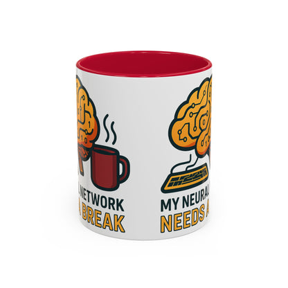 Colorful Brain-Themed Coffee Mug - "My Neural Network Needs A Break"