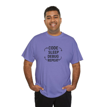 Code Sleep Debug Repeat - Unisex Heavy Cotton Tee