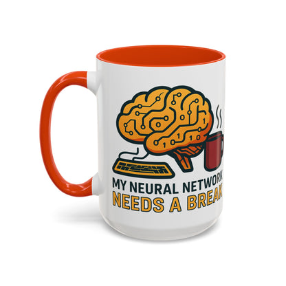 Colorful Brain-Themed Coffee Mug - "My Neural Network Needs A Break"
