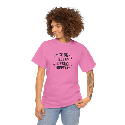 Code Sleep Debug Repeat - Unisex Heavy Cotton Tee