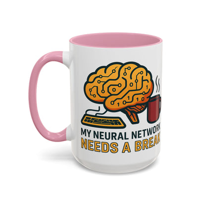 Colorful Brain-Themed Coffee Mug - "My Neural Network Needs A Break"