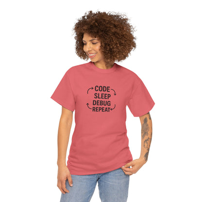 Code Sleep Debug Repeat - Unisex Heavy Cotton Tee