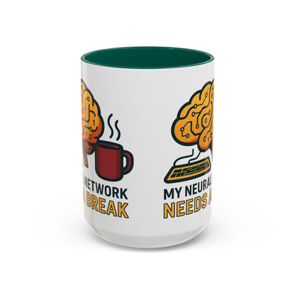 Colorful Brain-Themed Coffee Mug - "My Neural Network Needs A Break"