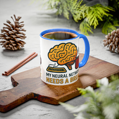 Colorful Brain-Themed Coffee Mug - "My Neural Network Needs A Break"