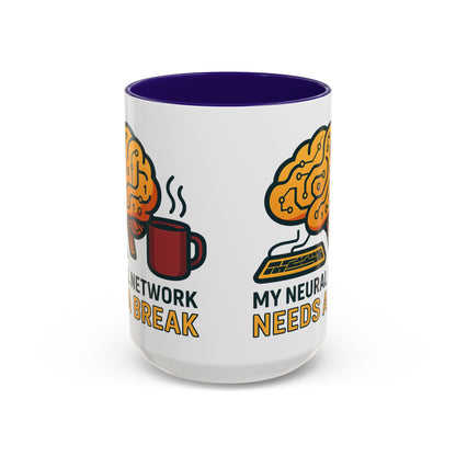 Colorful Brain-Themed Coffee Mug - "My Neural Network Needs A Break"