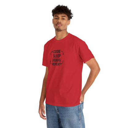 Code Sleep Debug Repeat - Unisex Heavy Cotton Tee