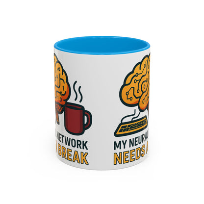 Colorful Brain-Themed Coffee Mug - "My Neural Network Needs A Break"