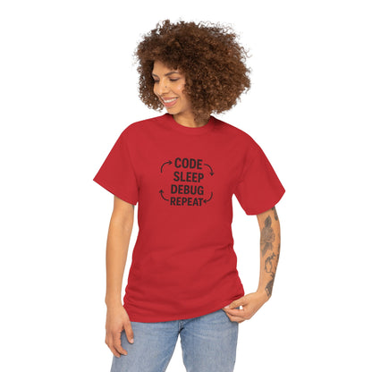 Code Sleep Debug Repeat - Unisex Heavy Cotton Tee