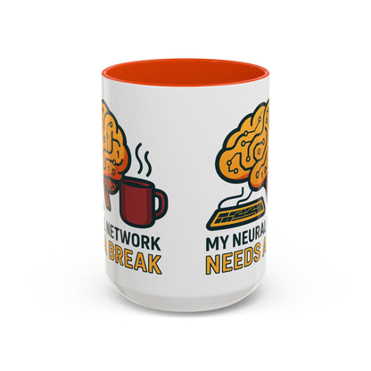 Colorful Brain-Themed Coffee Mug - "My Neural Network Needs A Break"
