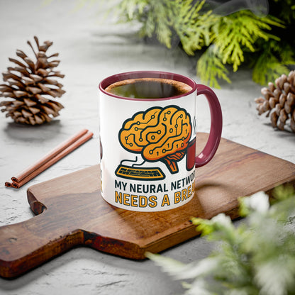Colorful Brain-Themed Coffee Mug - "My Neural Network Needs A Break"