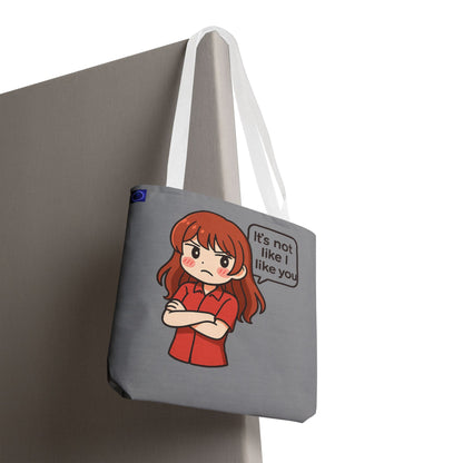 Tote Bag – "It's Not Like I Like You" Cute Character Design