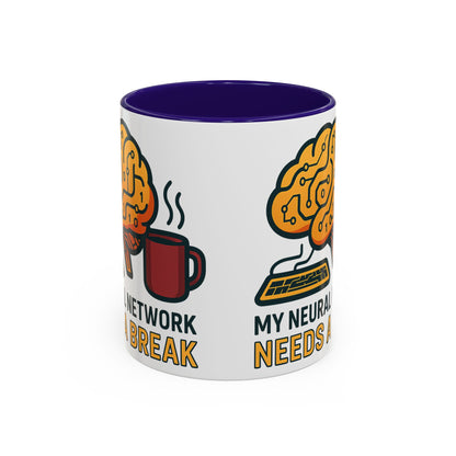 Colorful Brain-Themed Coffee Mug - "My Neural Network Needs A Break"