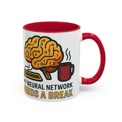 Colorful Brain-Themed Coffee Mug - "My Neural Network Needs A Break"