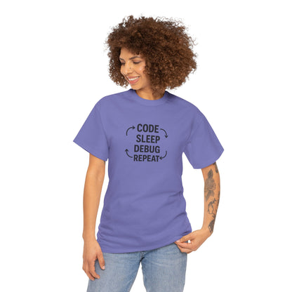 Code Sleep Debug Repeat - Unisex Heavy Cotton Tee