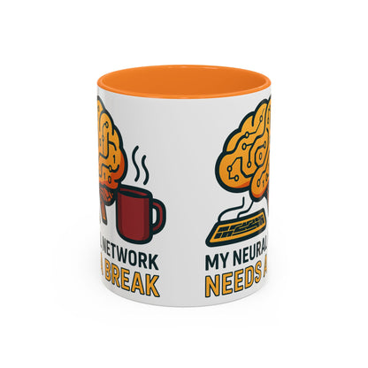 Colorful Brain-Themed Coffee Mug - "My Neural Network Needs A Break"