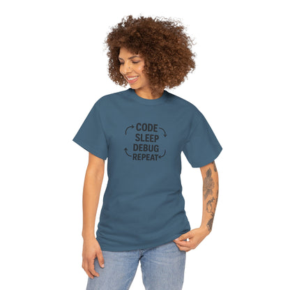 Code Sleep Debug Repeat - Unisex Heavy Cotton Tee