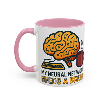 Colorful Brain-Themed Coffee Mug - "My Neural Network Needs A Break"