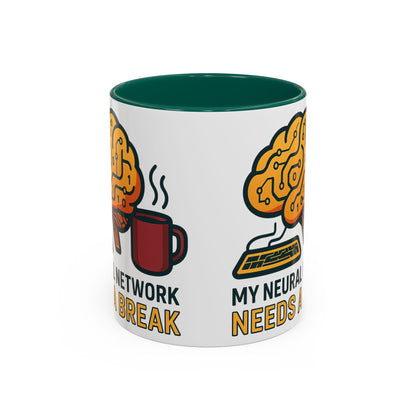 Colorful Brain-Themed Coffee Mug - "My Neural Network Needs A Break"