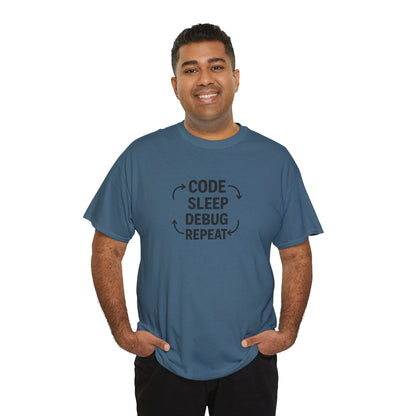 Code Sleep Debug Repeat - Unisex Heavy Cotton Tee