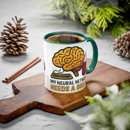 Colorful Brain-Themed Coffee Mug - "My Neural Network Needs A Break"