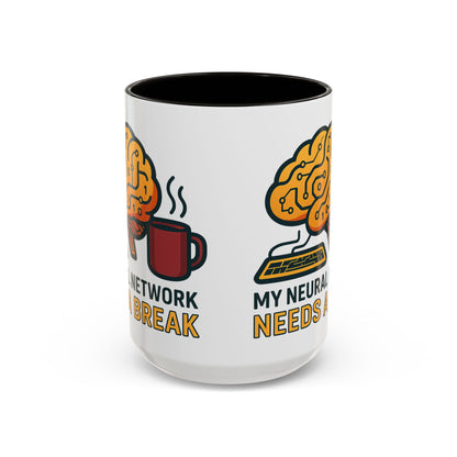 Colorful Brain-Themed Coffee Mug - "My Neural Network Needs A Break"