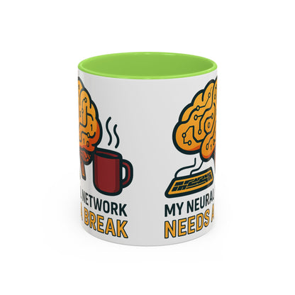 Colorful Brain-Themed Coffee Mug - "My Neural Network Needs A Break"