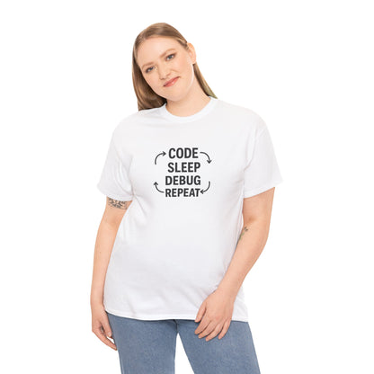 Code Sleep Debug Repeat - Unisex Heavy Cotton Tee