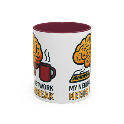 Colorful Brain-Themed Coffee Mug - "My Neural Network Needs A Break"