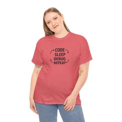 Code Sleep Debug Repeat - Unisex Heavy Cotton Tee