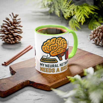 Colorful Brain-Themed Coffee Mug - "My Neural Network Needs A Break"